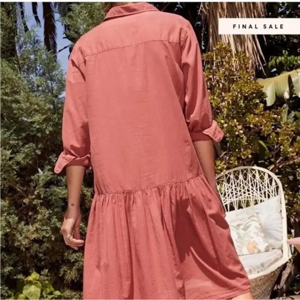 Frank & Eileen GRAYSON Changemaker Cotton Oversized Midi Dress Dusty Rose L - Picture 4 of 11